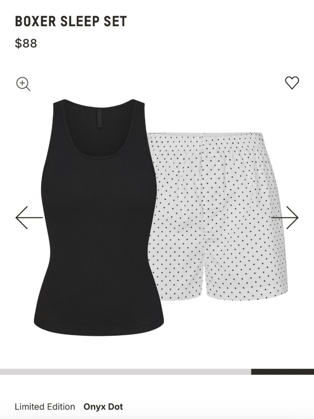 SKIMS Cotton Poplin Sleep Tank and Boxer Set - LARGE - NWT